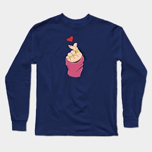 Korean Finger Heart Long Sleeve T-Shirt